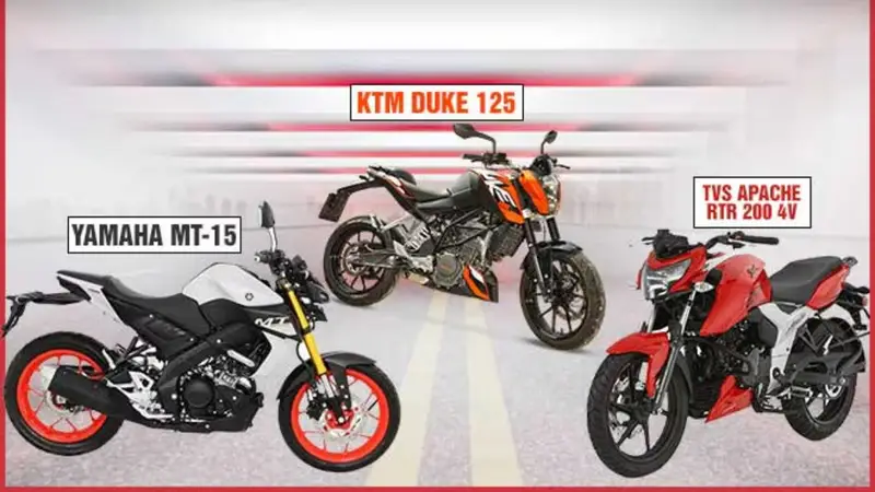 KTM Duke 250, Yamaha MT-15 and TVS Apache RTR 200